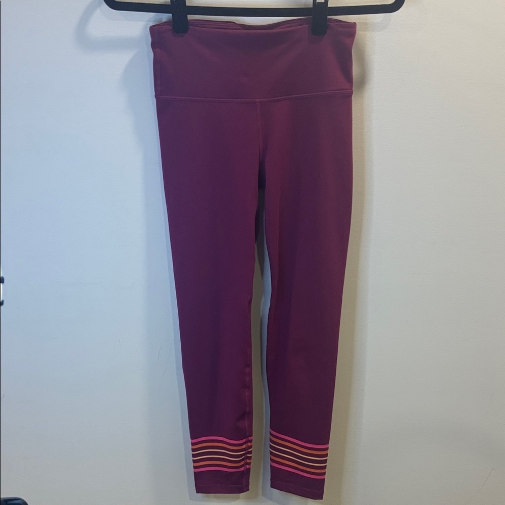 GAP Fit Purple Leggings with Striped Hem Size XS